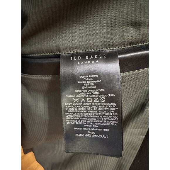 Ted Baker London Mens Ovine Leather CARVE Biker Jacket Black Sz 5 XL $1095 - Picture 5 of 15